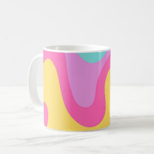Mug Jaune Rose Lavande Menthe Abstrait Clair