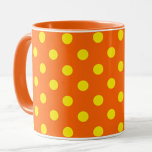 Mug Jaune Sur Orange Pois Design Motif