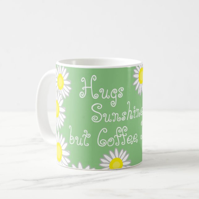 Mug Jaune vert et blanc marguerite amusant dire (Devant gauche)