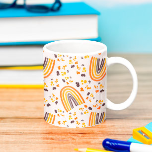 Mug Jaune Violet Abstrait Arc-en-ciel Aquarelle Rétro
