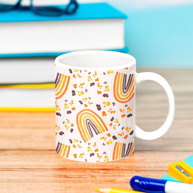 Mug Jaune Violet Abstrait Arc-en-ciel Aquarelle Rétro (Créateur téléchargé)