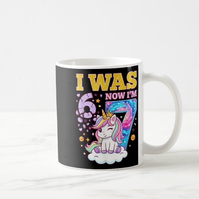 Mug J'avais 6 ans Maintenant j'ai 7 ans Licorne Fille  (Droite)