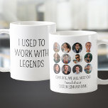 Mug J'Avais L'Habitude De Travailler Avec Les Légendes<br><div class="desc">Donnez à votre collègue un cadeau hilarant avec cette tasse "I Used to Work with Legends". Il comporte 12 photos de collaborateur et de l'espace pour ajouter le nom du collègue sortant, un message personnalisé comme l'exemple (vous nous manquerez), et le nom de l'entreprise. Une idée de cadeau d'adieu amusant...</div>
