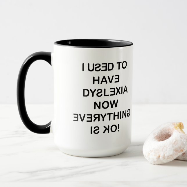 Mug J'Avais Un Café En Texte Noir Dyslexique (Avec donut)