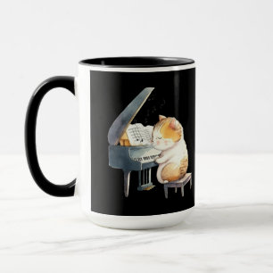 Mug Jazz classique Orange Chat Jazz Piano Lecteur Clav
