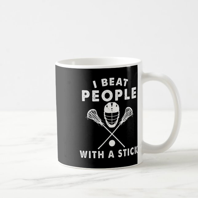 Mug Je Battre Les Gens Avec Un Bâton Drôle Lacrosse Jo (Droite)