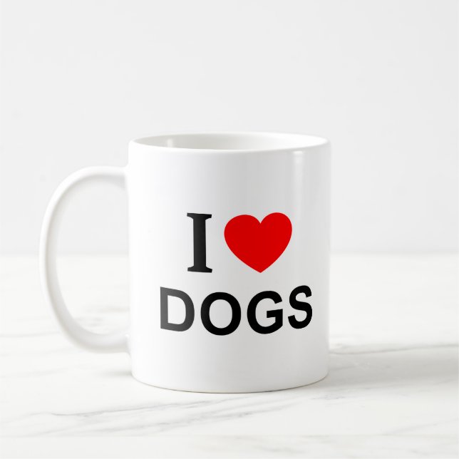 Mug Je ❤️ CHIENS J'AIME LES CHIENS J'ADORE LES CHIENS  (Gauche)