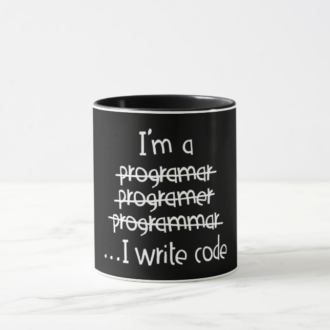Mug Je Code Écrit Humour de Programmeur Typographie Gr (Centre)