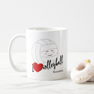 Mug Je coeur volley-ball heureux kawaii filles volley-