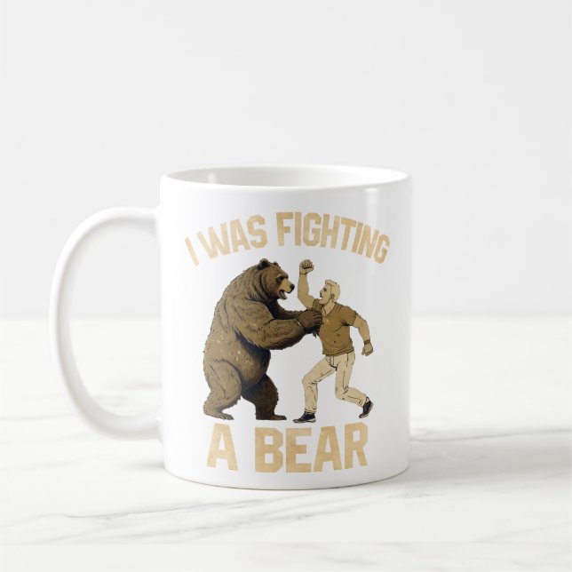 Mug Je Combattais Un Ours Drôle Blessure Obtenir Bien  (Gauche)