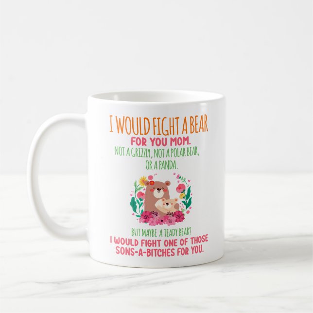 Mug Je Combattrais Un Ours Pour Toi Maman (Gauche)