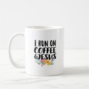 Mug Je cours sur le café et Jésus