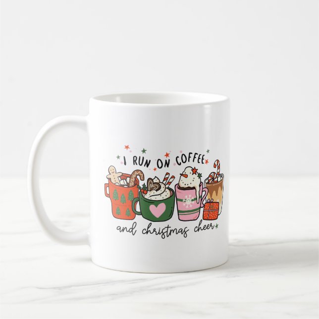 Mug Je Cours Sur Le Café Et La Soirée De Noël (Gauche)