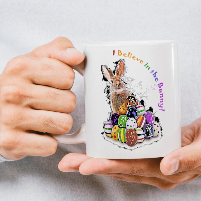 Mug Je crois au lapin ! Oeufs de lapin de Pâques (I Believe in the Bunny! Easter Bunny Eggs. Coffee Mug)