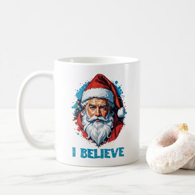 Mug Je crois en le style Graffiti du Père Noël (Avec donut)