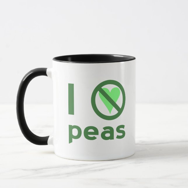 Mug Je déteste les petits pois Texte vert (Gauche)