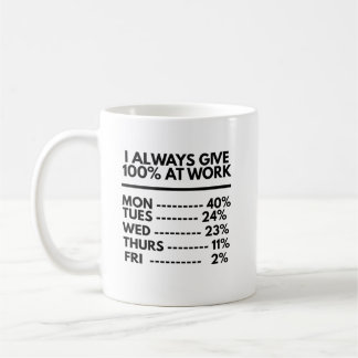 Mug Je donne toujours 100% au travail Citations drôles