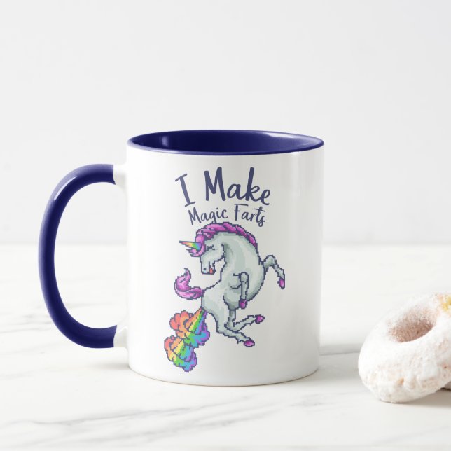 Mug Je Fabrique Des Pieds Magiques Rainbow Unicorn (Avec donut)