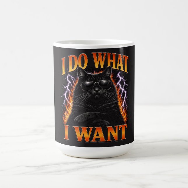 Mug Je Fais Ce Que Je Veux Chat Noir Rebelle Cool (Centre)