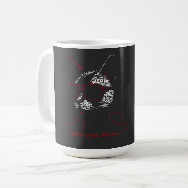 Mug Je Fais Ce Que Je Veux Typographie de Chat (Devant gauche)