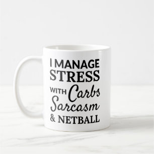 Mug Je gère le stress avec les glucides, le sarcasme