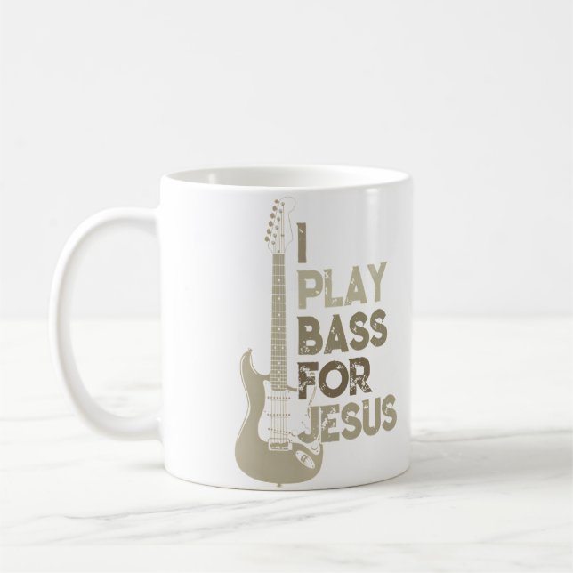 Mug Je Joue de la Basse Pour Jésus Chrétien Guitariste (Gauche)