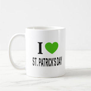 Mug Je ❤️ la FÊTE DE LA SAINT-PATRICK avec un cœur ver