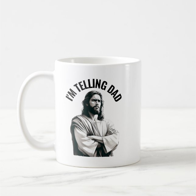 Mug Je le dis à Papa - Jésus drôle Meme (Gauche)