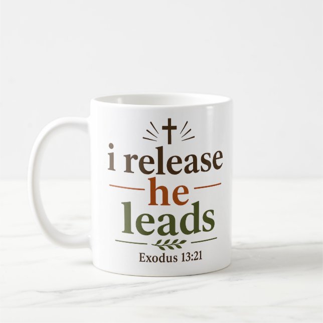 Mug Je libère, Il conduit Inspirant Classique Chrétien (Gauche)