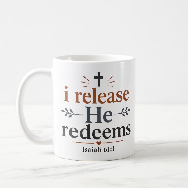 Mug Je libère Il rachète Écriture chrétienne inspirant (Gauche)