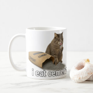 Mug Je mange T-Shirt drôle de mème de chat de ciment