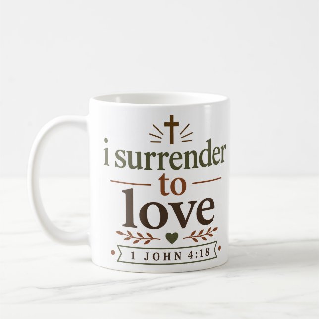 Mug Je me rends à l'amour Citation classique de foi ch (Gauche)