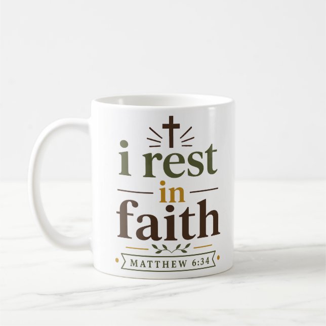 Mug Je me repose dans la foi Citation de verset bibliq (Gauche)