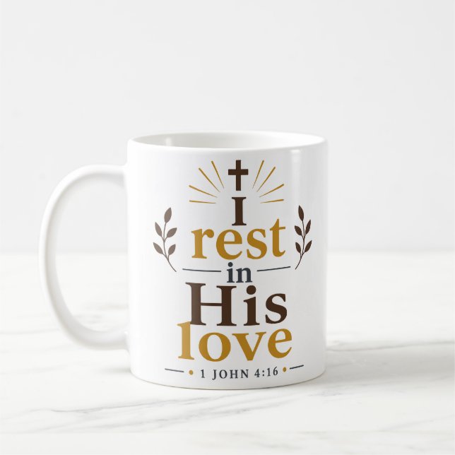 Mug Je me repose dans son amour Citation de vérité bib (Gauche)