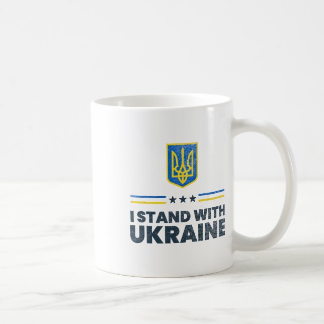 Mug Je me tiens avec le drapeau de l'Ukraine - Drapeau (Droite)