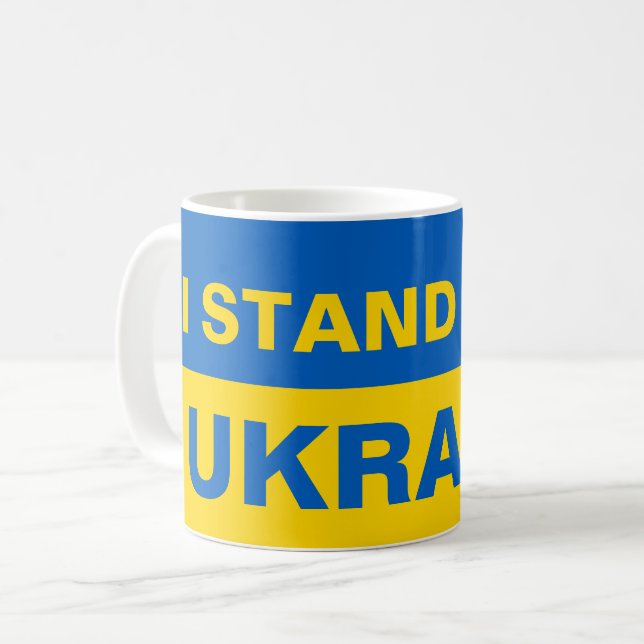Mug Je me tiens avec le drapeau ukrainien de l'Ukraine (Devant gauche)