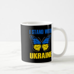 Mug Je me tiens avec le papillon d'Ukraine Drapeau ukr
