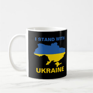 Mug Je me tiens avec l'Ukraine drapeau et carte ukrain