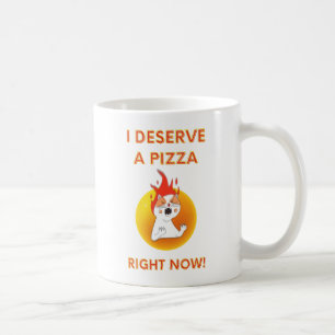 Mug Je mérite une pizza maintenant slogan avec un chat