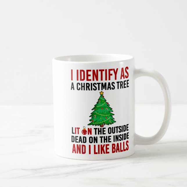 Mug Je m'identifie comme un arbre de Noël allumé à l'e (Droite)