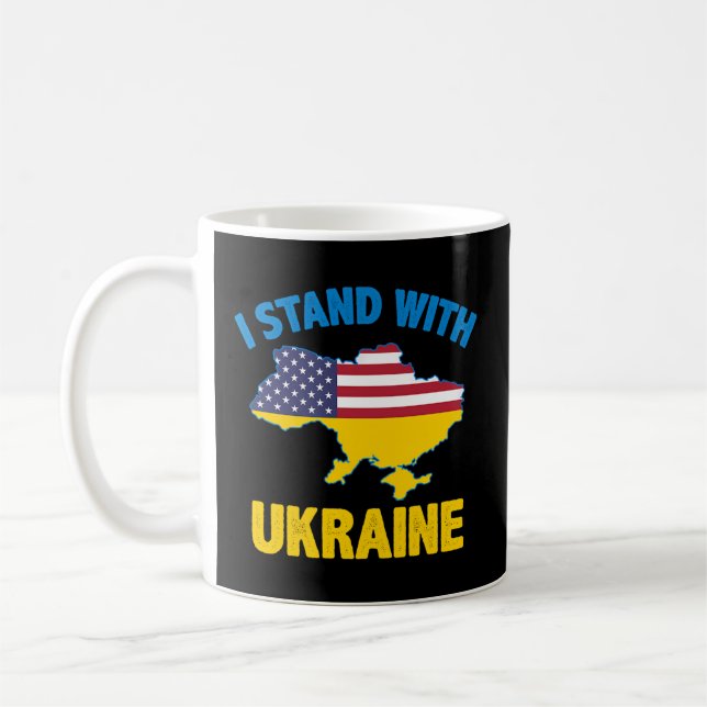 Mug Je M'Insiste Avec L'Ukraine Carte American Flag Us (Gauche)