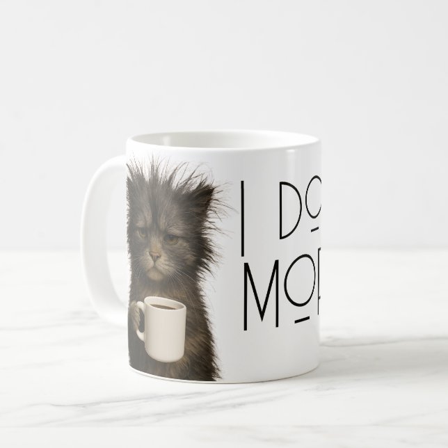 Mug Je ne fais pas les matins chat drôle caféine (Devant gauche)