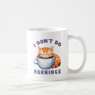 Mug Je ne fais pas les matins - Chat orange mignon ave