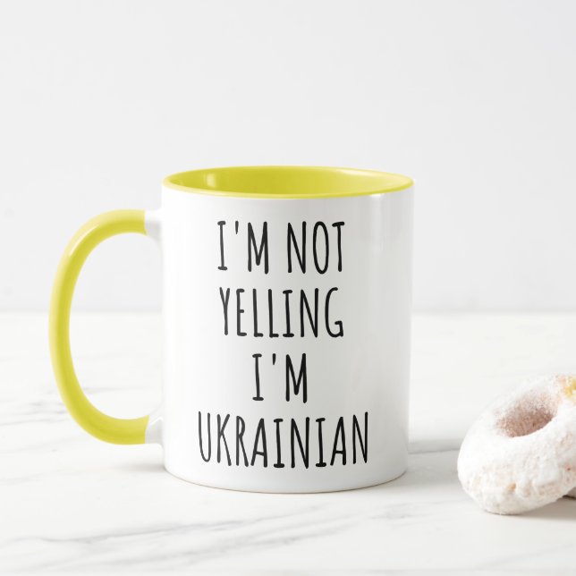 Mug Je ne hurle pas, je suis Ukrainien drôle (Avec donut)