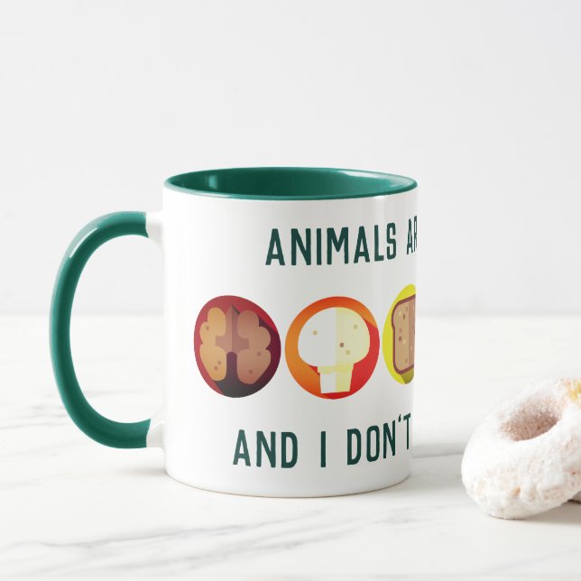 Mug Je ne mange pas mes amis - celui de végétalien (Avec donut)