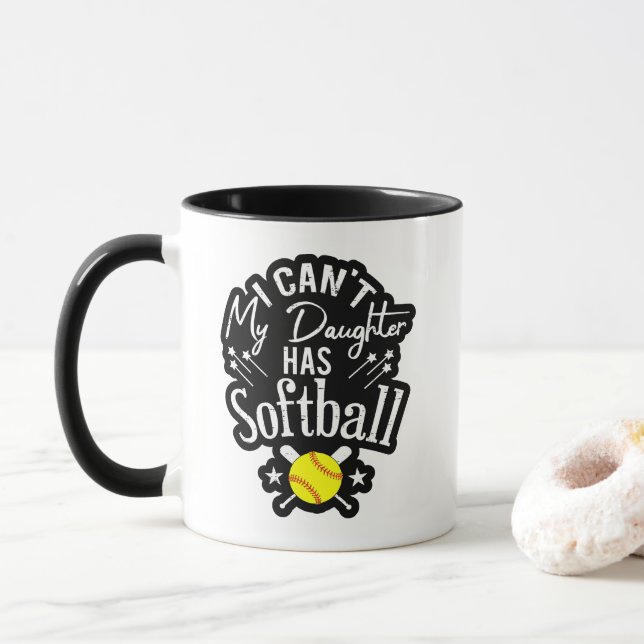 Mug Je ne peux pas ma fille a softball Cadeau de paren (Avec donut)