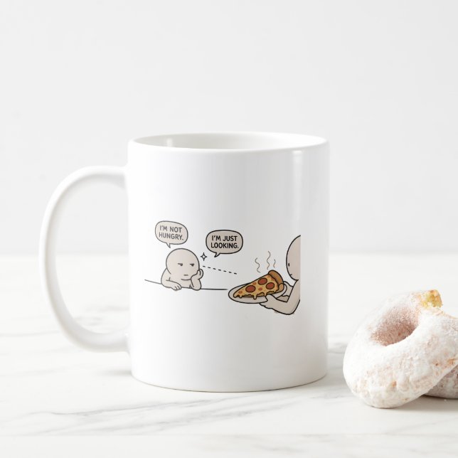 Mug Je ne suis pas affamé, je regarde simplement  Mème (Avec donut)