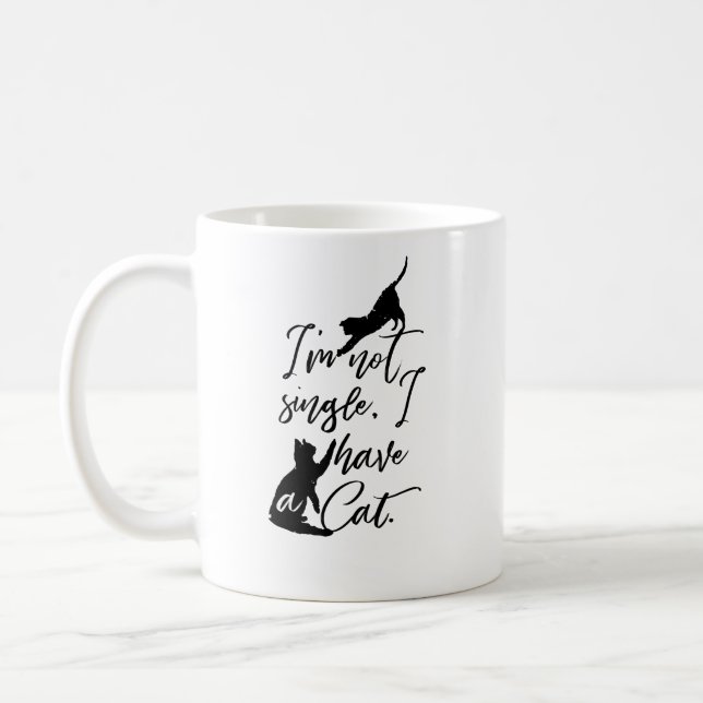 Mug Je ne suis pas célibataire j'ai un chat | Dame de (Gauche)