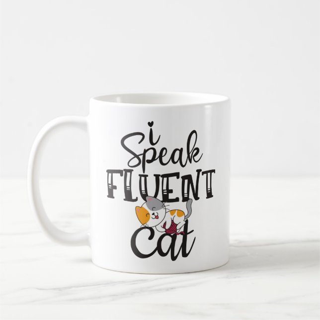 Mug Je parle couramment chat humoristique chaton adora (Gauche)