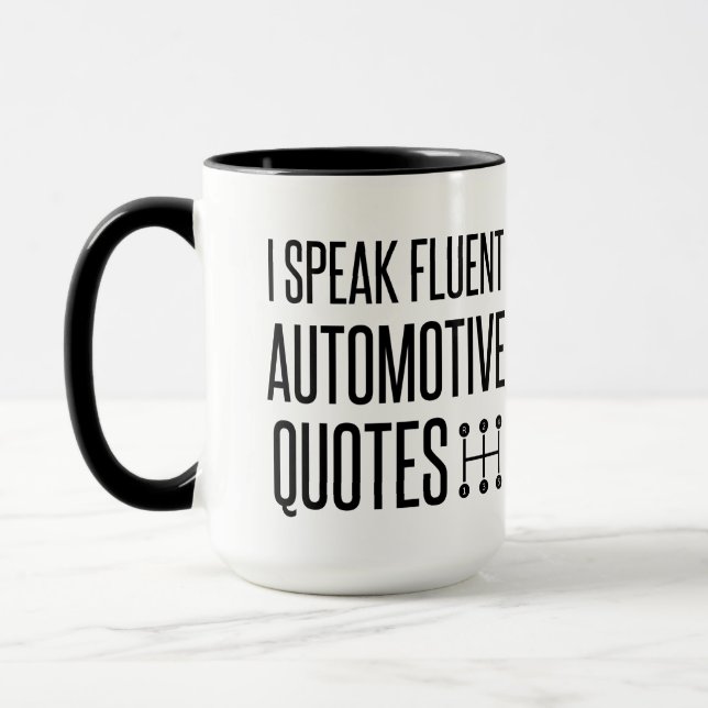 MUG JE PARLE DE CITATIONS D'AUTOMOBILES FLUENTES (Gauche)